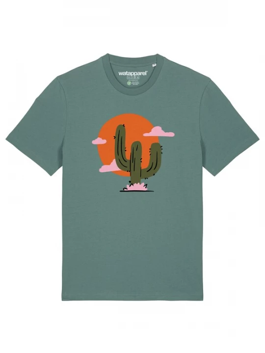 Foto van product Watapparel Shirt 'Kaktus Im Sonnenuntergang' olijfgroen / spar / neonoranje / rosa