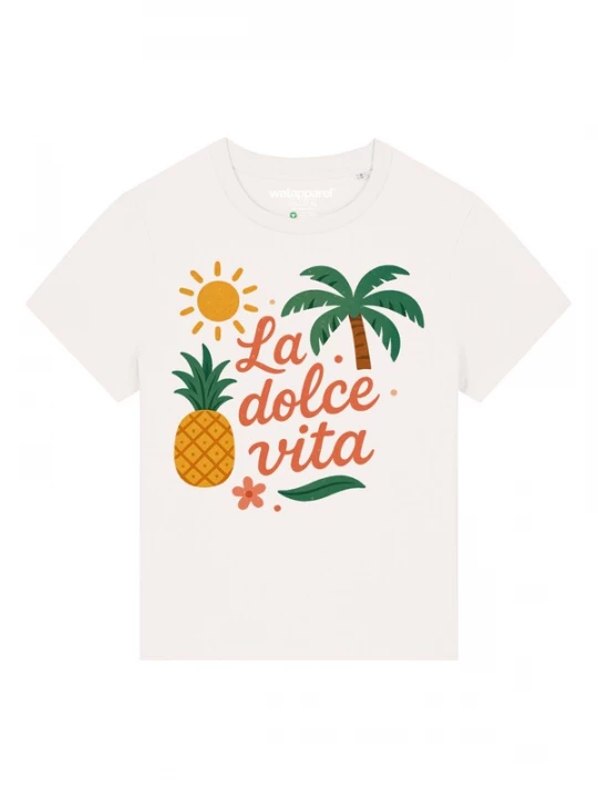 Foto van product Watapparel Shirt 'La Dolce Vita' geel / donkergroen / donkeroranje / wit