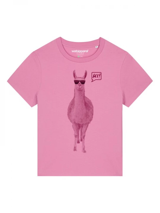 Foto van product Watapparel Shirt ' Lama sagt Hi ' gemengde kleuren / rosa