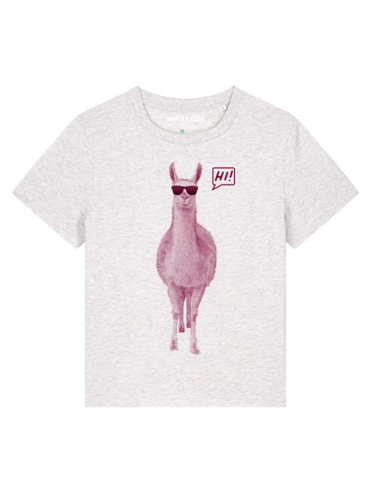Foto van product Watapparel Shirt 'Lama sagt Hi' lichtgrijs / pink