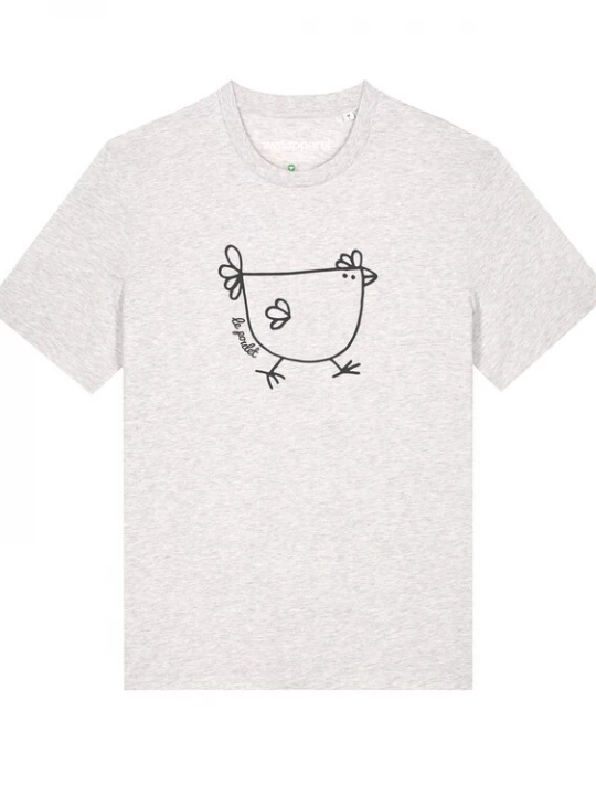 Foto van product Watapparel Shirt ' Le poulet - das Huhn ' grijs gemêleerd / zwart