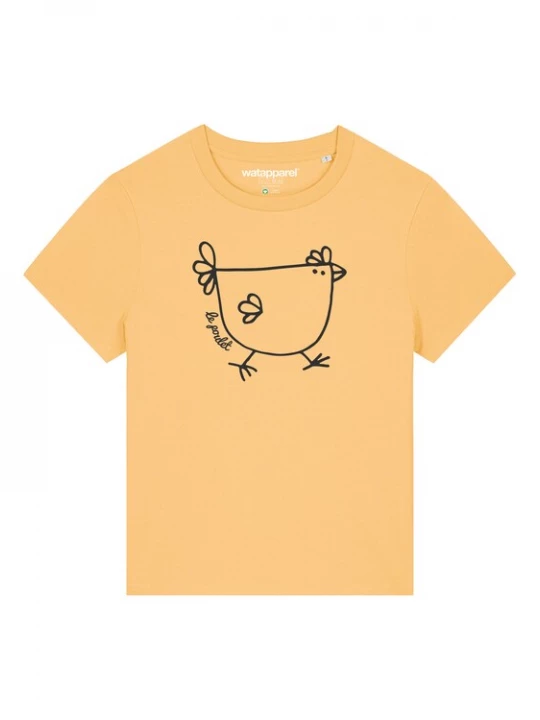 Foto van product Watapparel Shirt 'Le poulet - das Huhn' lichtoranje / zwart
