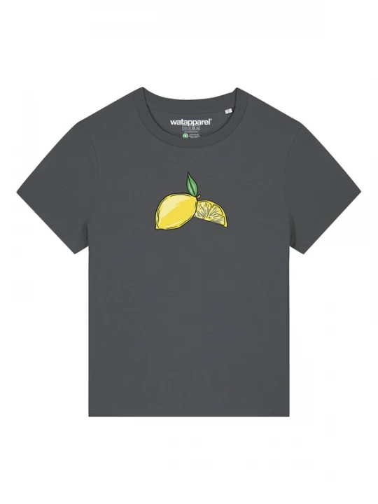 Foto van product Watapparel Shirt 'Lemon' geel / antraciet / grasgroen