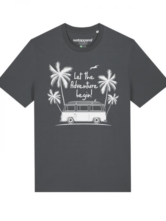 Foto van product Watapparel Shirt ' Let the adventure begin ' antraciet / wit