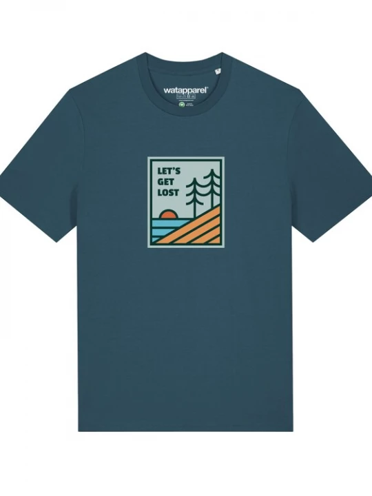 Foto van product Watapparel Shirt 'Let's Get Lost' blauw / oranje / zwart