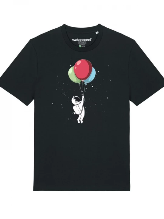 Foto van product Watapparel Shirt 'Little Balloon Astronaut' blauw / groen / rood / zwart / wit