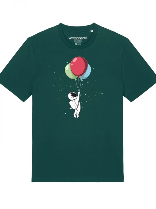Foto van product Watapparel Shirt ' Little Balloon Astronaut ' donkergroen
