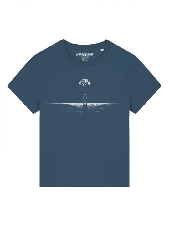Foto van product Watapparel Shirt ' Lost in space ' petrol / wit gemêleerd