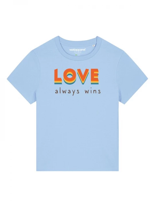Foto van product Watapparel Shirt 'Love always wins' lichtblauw / gemengde kleuren