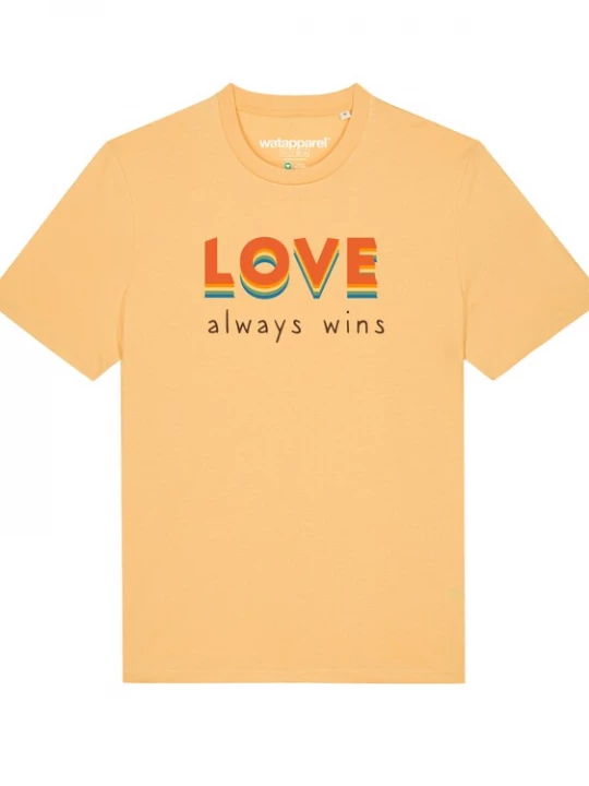 Foto van product Watapparel Shirt ' Love always wins ' lichtgeel / gemengde kleuren