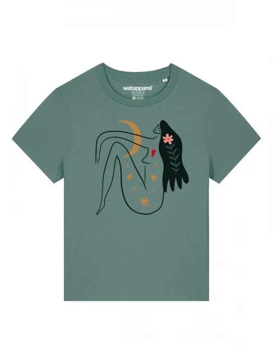 Foto van product Watapparel Shirt 'Love And Flex' curry / smaragd / rosa / zwart