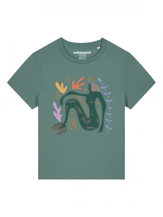 Foto van product Watapparel Shirt 'Love and flex' geel / pastelgroen / lichtlila / oranje