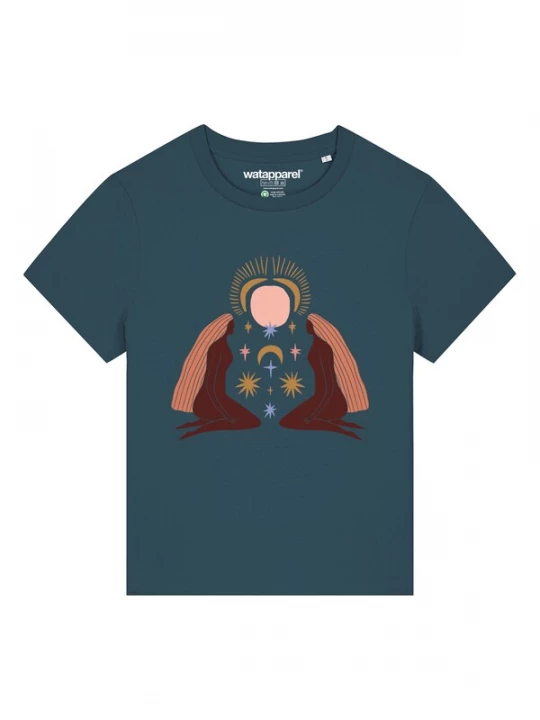 Foto van product Watapparel Shirt 'Love And Flex' goud / petrol / rosa / wijnrood
