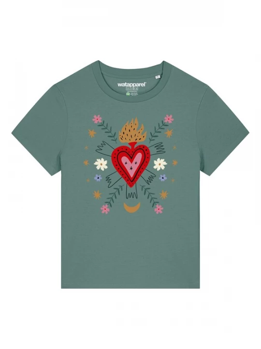 Foto van product Watapparel Shirt 'Love and flex' groen / oranje / rood / offwhite