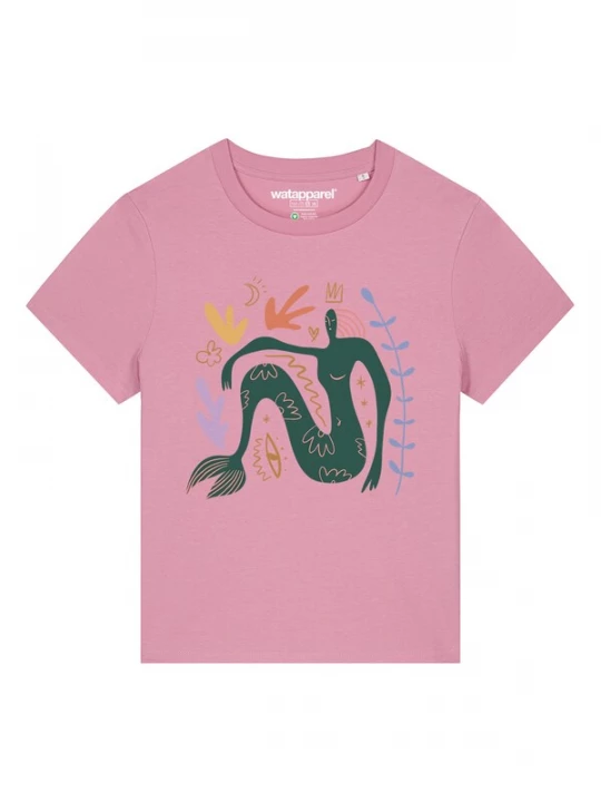 Foto van product Watapparel Shirt 'Love And Flex' lichtblauw / donkergroen / mandarijn / rosa