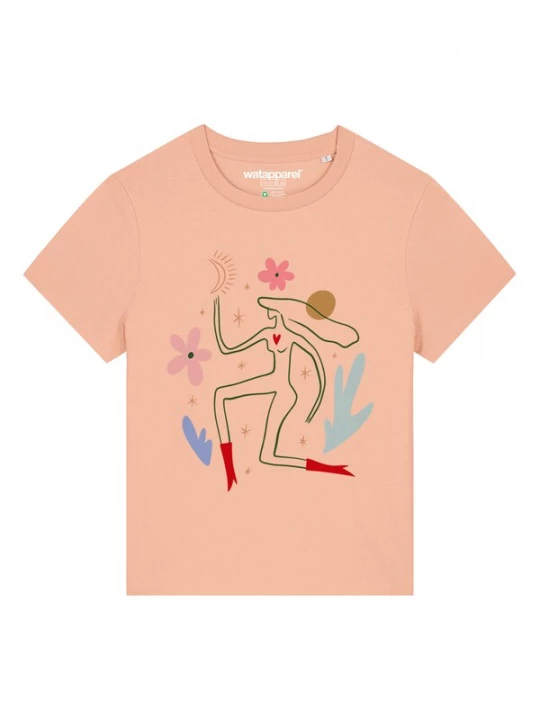 Foto van product Watapparel Shirt 'Love And Flex' lichtblauw / groen / abrikoos / rood