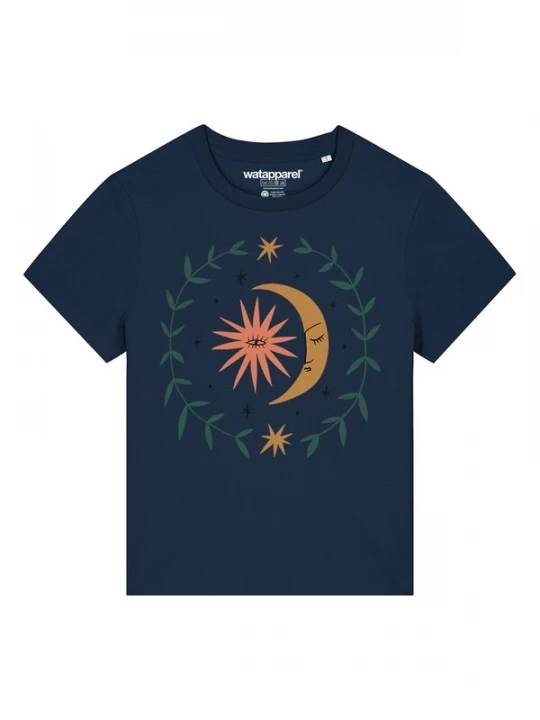 Foto van product Watapparel Shirt 'Love and flex' navy / cappuccino / spar / zalm roze