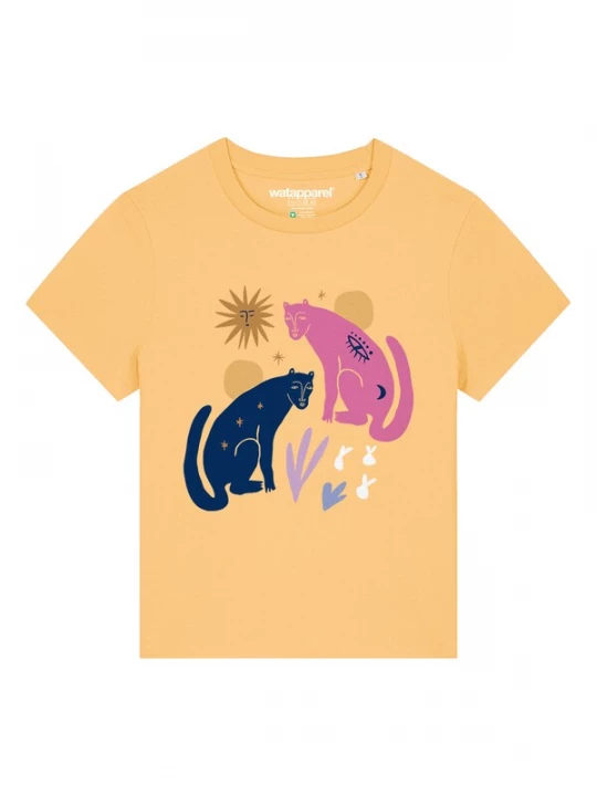 Foto van product Watapparel Shirt 'Love and flex' navy / lichtgeel / donkergeel / rosa