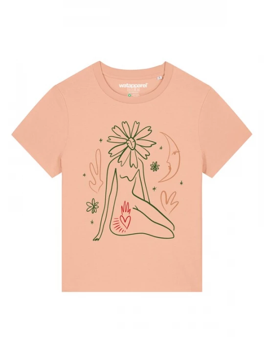 Foto van product Watapparel Shirt 'Love And Flex' sand / groen / abrikoos / rood