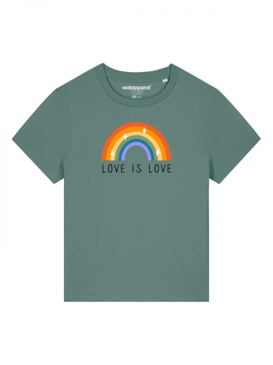 Foto van product Watapparel Shirt 'Love is Love' blauw / geel / groen / rood