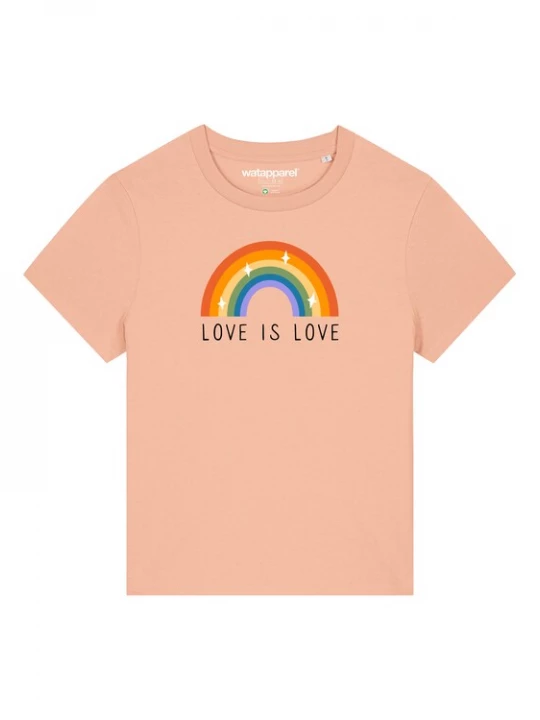 Foto van product Watapparel Shirt ' Love is Love ' gemengde kleuren / abrikoos