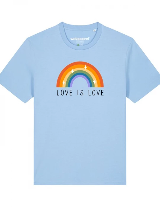 Foto van product Watapparel Shirt 'Love is Love' lichtblauw / gemengde kleuren