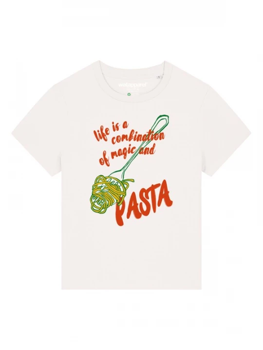 Foto van product Watapparel Shirt 'Magic And Pasta' grasgroen / rood / wit