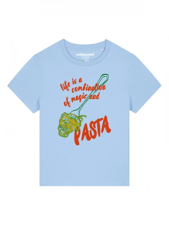 Foto van product Watapparel Shirt 'Magic And Pasta' lichtblauw / geel / groen / rood
