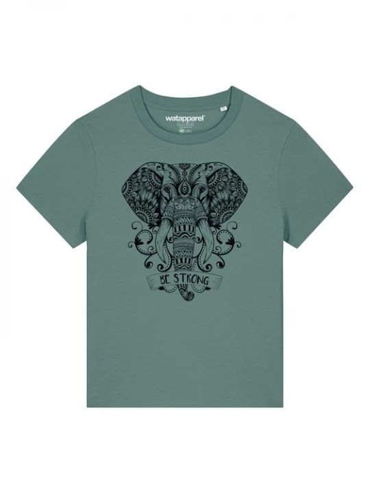 Foto van product Watapparel Shirt 'Mandala Elephant' groen / zwart