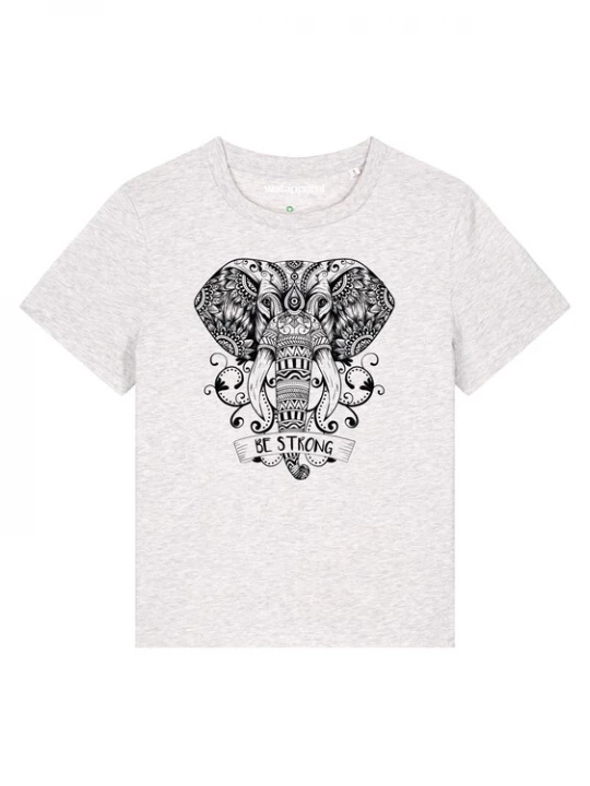 Foto van product Watapparel Shirt 'Mandala Elephant' lichtgrijs / zwart