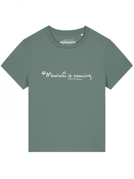 Foto van product Watapparel Shirt 'Mariah Is Coming' jade groen / wit