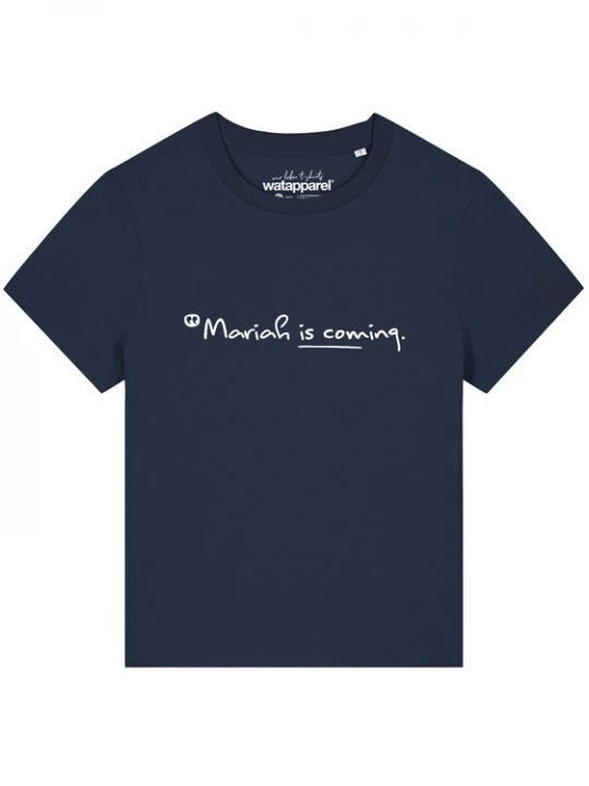 Foto van product Watapparel Shirt 'Mariah is coming' navy / wit