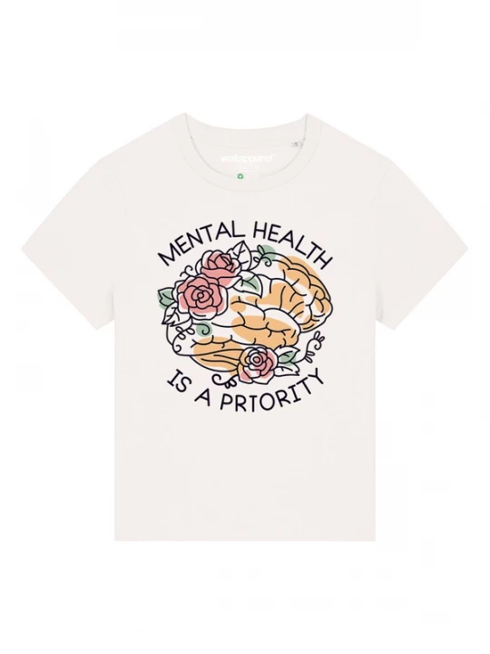 Foto van product Watapparel Shirt 'Mental Health' pastelgroen / lichtoranje / zwart / wit