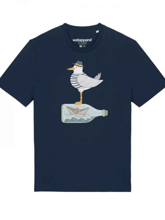 Foto van product Watapparel Shirt ' Möwe mit Hut ' donkerblauw / geel / grijs
