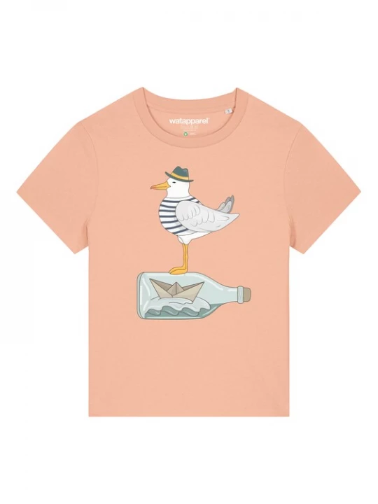 Foto van product Watapparel Shirt ' Möwe mit Hut ' gemengde kleuren / abrikoos
