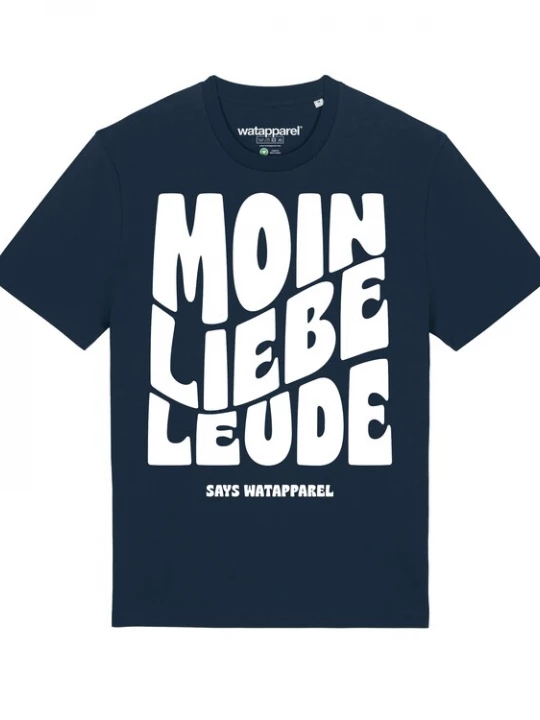 Foto van product Watapparel Shirt 'Moin liebe Leude' navy / wit