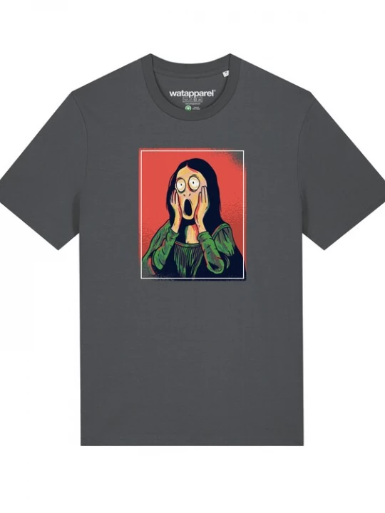 Foto van product Watapparel Shirt ' Mona Lisa Scream ' antraciet / groen / rood