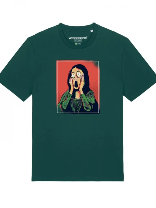 Foto van product Watapparel Shirt 'Mona Lisa Scream' donkergroen / gemengde kleuren