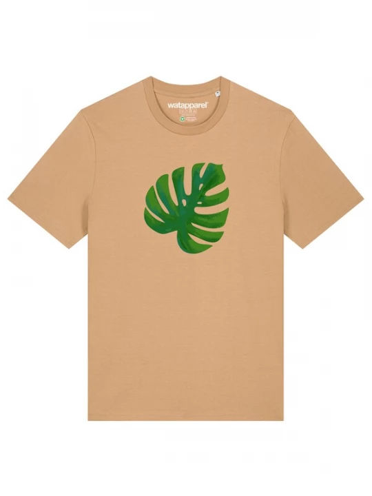 Foto van product Watapparel Shirt 'Monstera 2.0' beige / limoen
