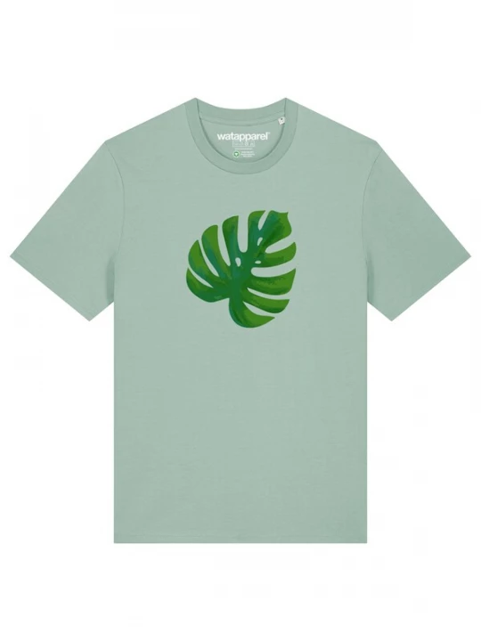 Foto van product Watapparel Shirt 'Monstera 2.0' turquoise / donkergroen