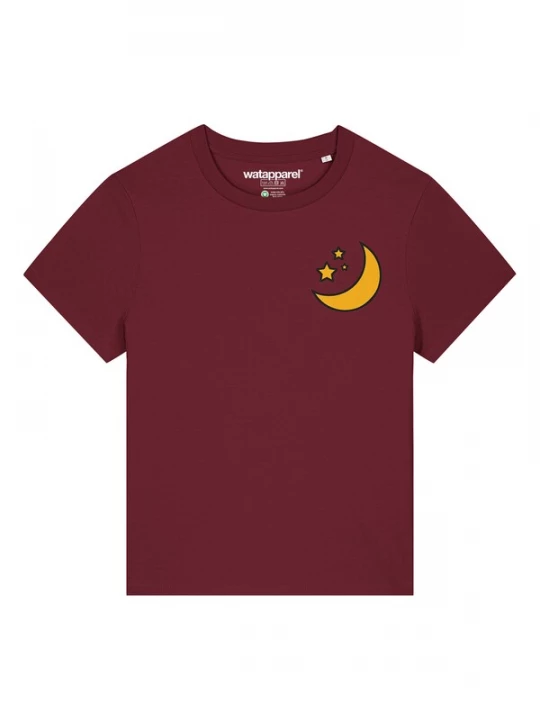 Foto van product Watapparel Shirt 'Moon & Stars' curry / wijnrood / zwart