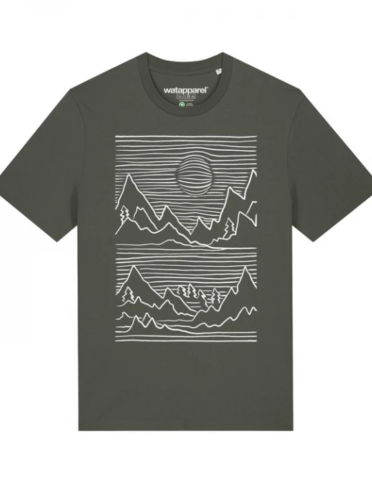 Foto van product Watapparel Shirt 'Mountains' kaki / wit