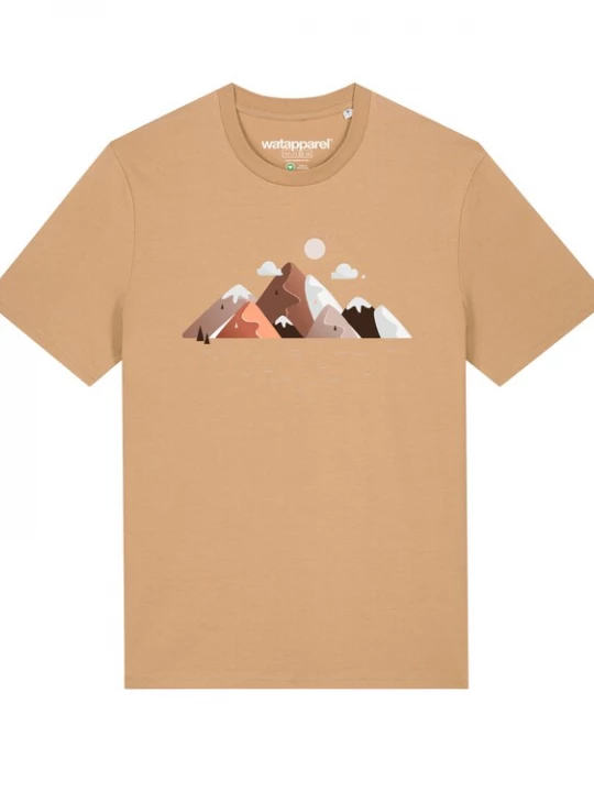 Foto van product Watapparel Shirt ' Mountains & Moon ' beige / gemengde kleuren