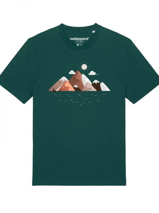 Foto van product Watapparel Shirt 'Mountains & Moon' bruin / lichtgrijs / donkergroen
