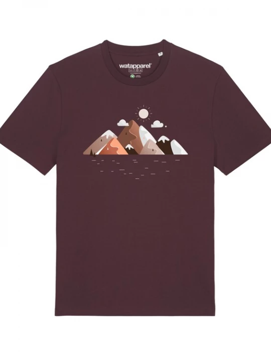 Foto van product Watapparel Shirt ' Mountains & Moon ' gemengde kleuren / donkerrood