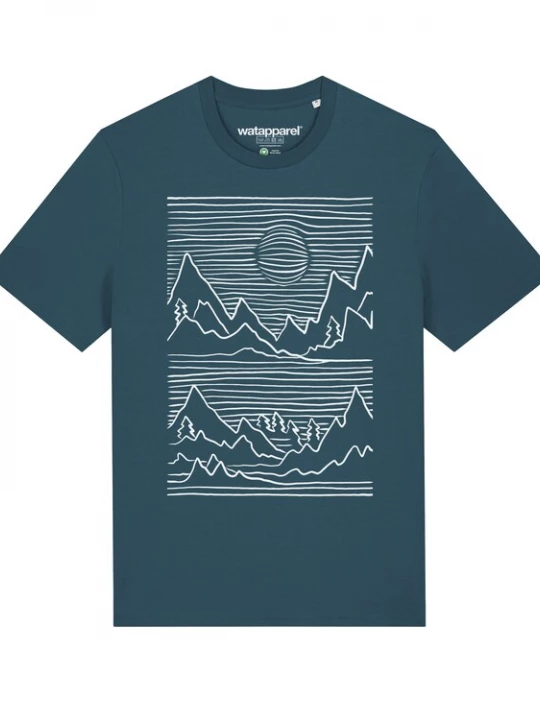 Foto van product Watapparel Shirt ' Mountains ' petrol / wit
