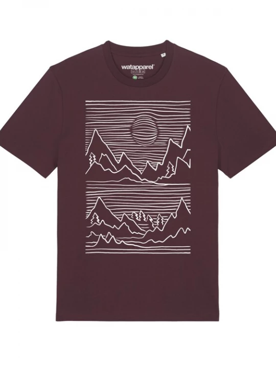 Foto van product Watapparel Shirt 'Mountains' wijnrood / wit