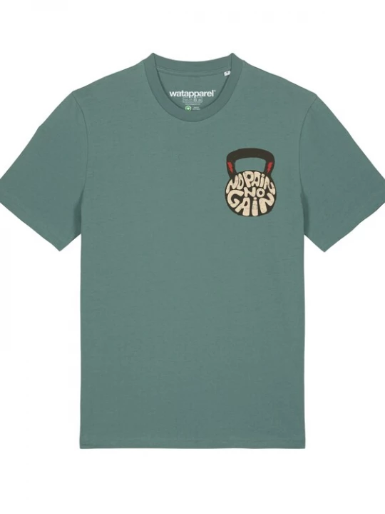 Foto van product Watapparel Shirt ' No Pain, no Gain 01 ' beige / groen / bloedrood / zwart