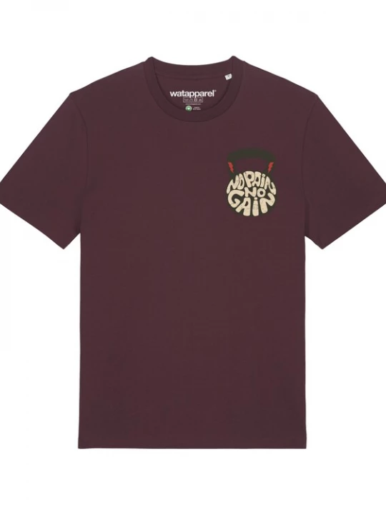 Foto van product Watapparel Shirt ' No Pain, no Gain 01 ' crème / rood / donkerrood / zwart