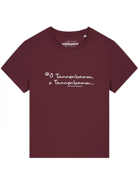 Foto van product Watapparel Shirt 'O Tannenbaum' bordeaux / wit
